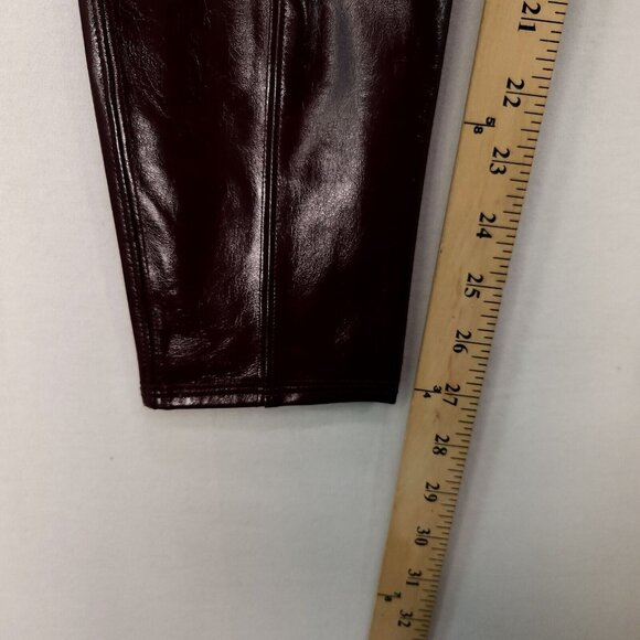 Spanx Fully Lined Shaping Legging Faux Patent Leather Shiny Ruby Womens Medium - Picture 9 of 16